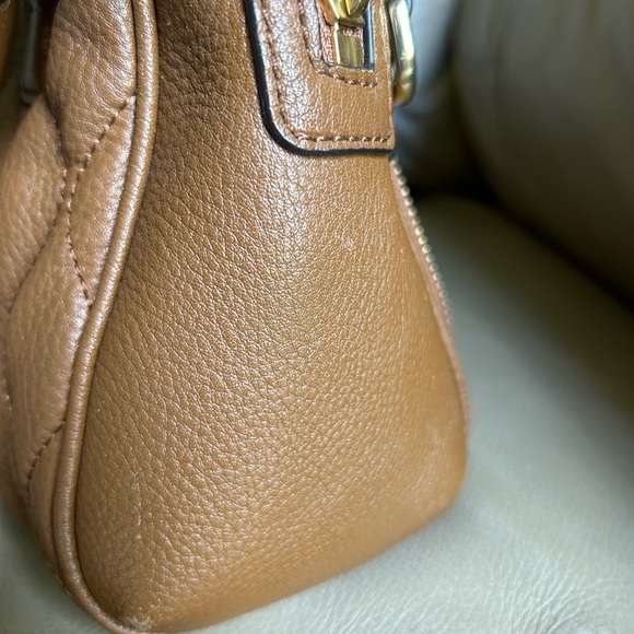 Vera Bradley Leather Quilted Mini Marlo Crossbody Saddle Brown - Picture 14 of 16